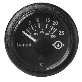 Veratron 52MM 2116 ViewLine Transmission Oil Pressure 25 Bar350 PSI  Black Dial  Round Bezel