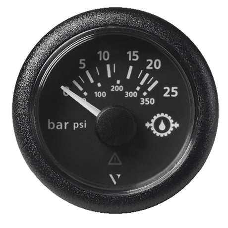 Veratron 52MM 2116 ViewLine Transmission Oil Pressure 25 Bar350 PSI  Black Dial  Round Bezel