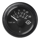 Veratron 52MM 2116 ViewLine Transmission Oil Pressure 30 Bar435 PSI  Black Dial  Round Bezel