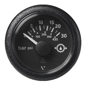 Veratron 52MM 2116 ViewLine Transmission Oil Pressure 30 Bar435 PSI  Black Dial  Round Bezel