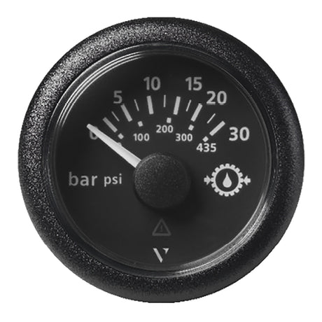 Veratron 52MM 2116 ViewLine Transmission Oil Pressure 30 Bar435 PSI  Black Dial  Round Bezel