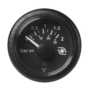 Veratron 52MM 2116 ViewLine Boost Pressure Gauge 2 Bar30 PSI  Black Dial  Round Bezel