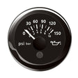 Veratron 52MM 2116 ViewLine Oil Pressure Indicator 0 to 150 PSI  Black Dial  Round Bezel