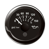 Veratron 52MM 2116 ViewLine Oil Pressure Indicator 0 to 150 PSI  Black Dial  Round Bezel