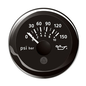 Veratron 52MM 2116 ViewLine Oil Pressure Indicator 0 to 150 PSI  Black Dial  Round Bezel