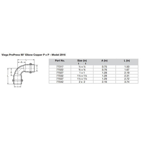 Viego ProPress 34  90 Copper Elbow  Double Press Connection  Smart Connect Technology
