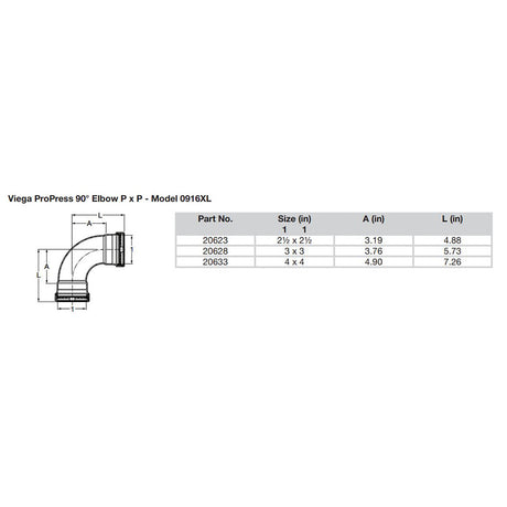 Viega ProPress 212  90 Copper Elbow  Double Press Connection  Smart Connect Technology