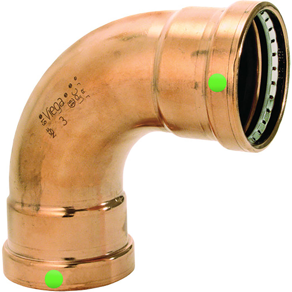 Viega ProPress 212  90 Copper Elbow  Double Press Connection  Smart Connect Technology
