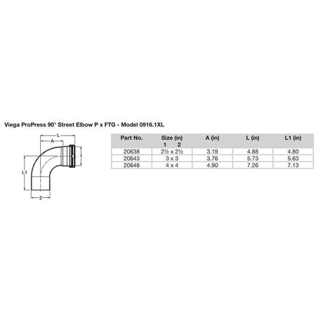 Viega ProPress 212  90 Copper Elbow  StreetPress Connection  Smart Connect Technology