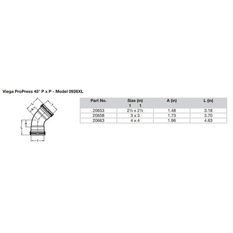Viega ProPress 212  45 Copper Elbow  Double Press Connection  Smart Connect Technology