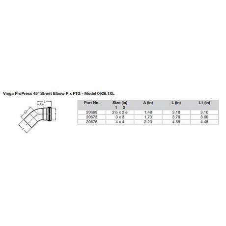 Viega ProPress  212  45 Copper Elbow  StreetPress Connection  Smart Connect Technology