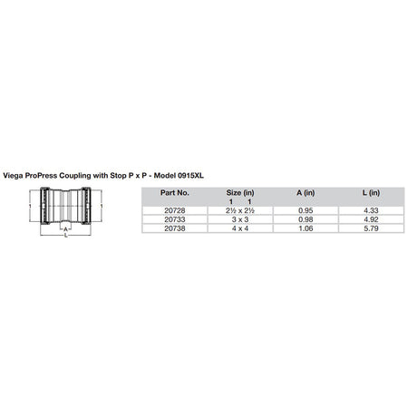 Viega ProPress 212 Copper Coupling wStop Double Press Connection  Smart Connect Technology
