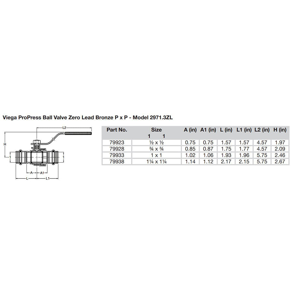 Viega ProPress 34 Zero Lead Bronze Ball Valve wStainless Stem  Double Press Connection  Smart Connect Technology