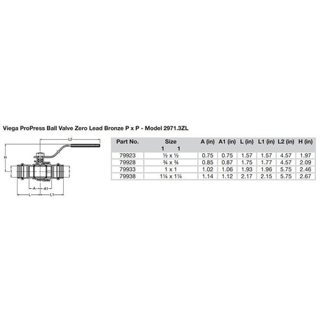Viega ProPress 34 Zero Lead Bronze Ball Valve wStainless Stem  Double Press Connection  Smart Connect Technology
