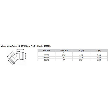 Viega MegaPress 212 45 Carbon Steel Elbow wFKM  Double Press Connection  Smart Connect Technology