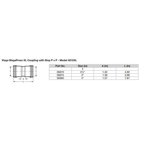 Viega MegaPress 4 Carbon Steel Coupling wStop wFMK Double Press Connection  Smart Connect Technology