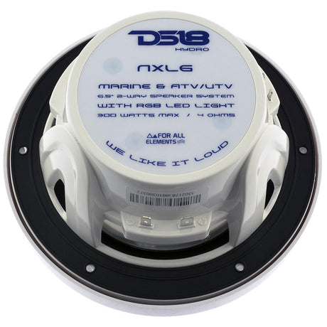 DS18 HYDRO 65 2Way Marine Speakers wRGB LED Lights 300W  White