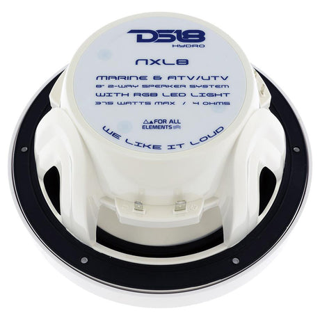 DS18 HYDRO 8 2Way Marine Speakers wRGB LED Lights 375W  White