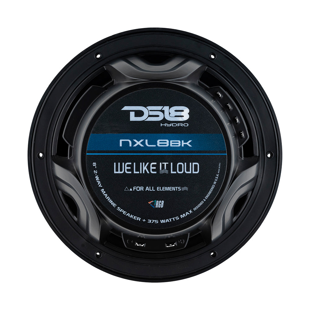DS18 HYDRO 8 2Way Marine Speakers wRGB LED Lights 375W  Matte Black