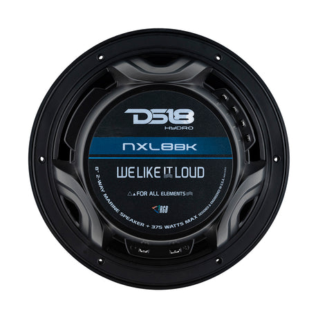 DS18 HYDRO 8 2Way Marine Speakers wRGB LED Lights 375W  Matte Black