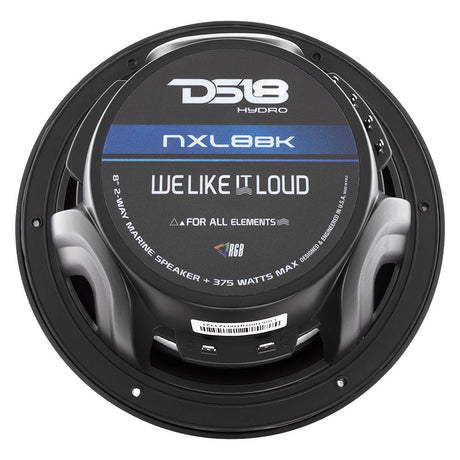 DS18 HYDRO 8 2Way Marine Speakers wRGB LED Lights 375W  Matte Black
