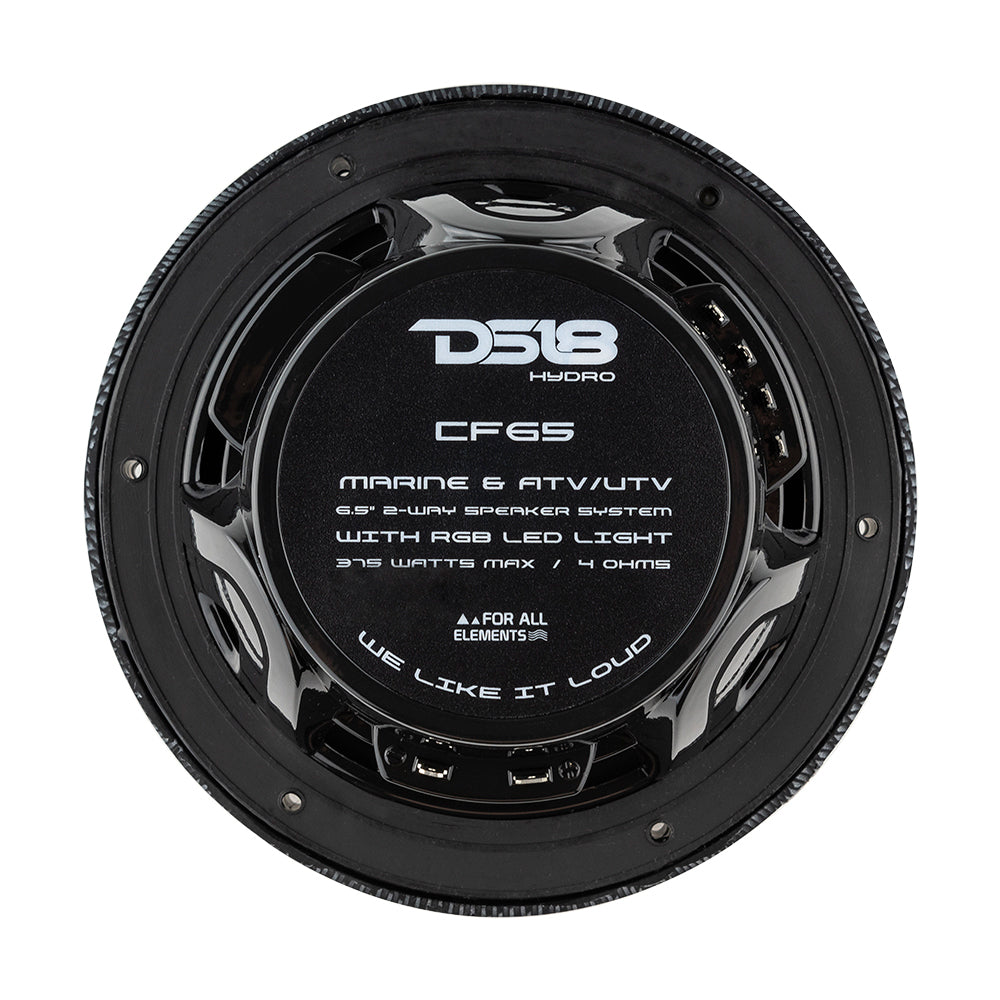 DS18 HYDRO 65 2Way Marine Speakers wRGB LED Lights 300W  Black Carbon Fiber