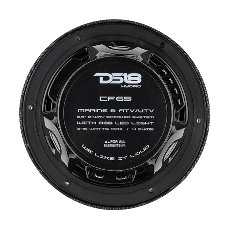 DS18 HYDRO 65 2Way Marine Speakers wRGB LED Lights 300W  Black Carbon Fiber