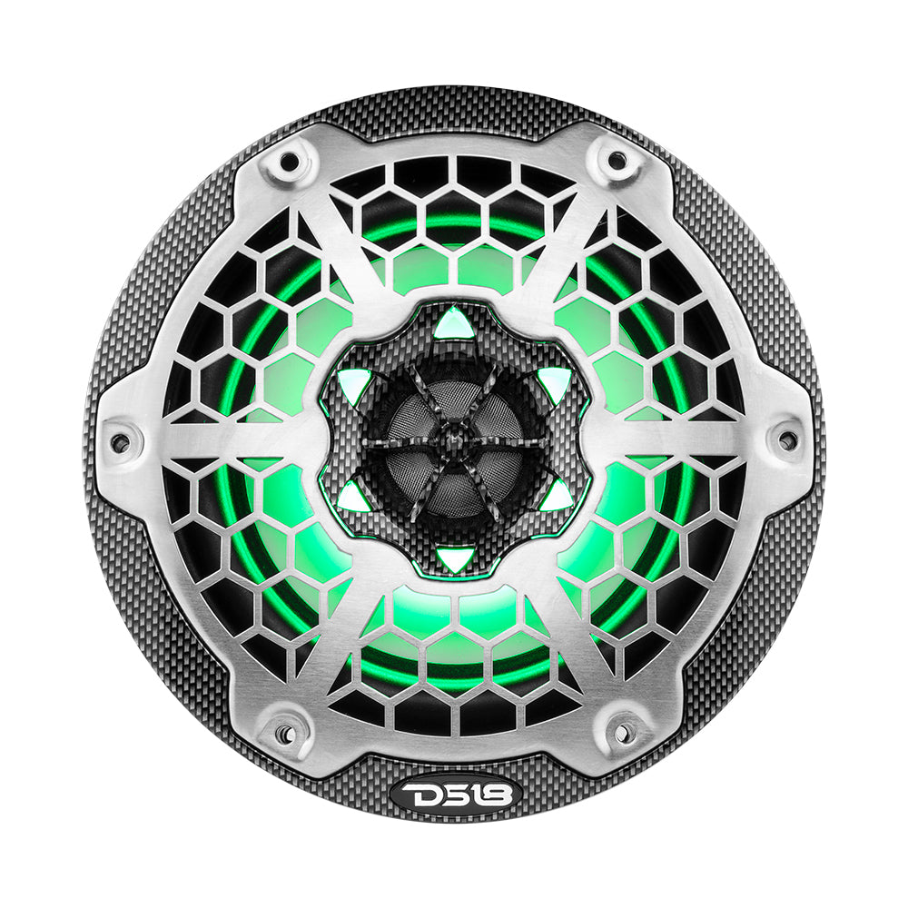 DS18 HYDRO 65 2Way Marine Speakers wRGB LED Lights 300W  Black Carbon Fiber