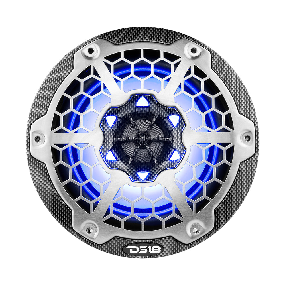 DS18 HYDRO 65 2Way Marine Speakers wRGB LED Lights 300W  Black Carbon Fiber