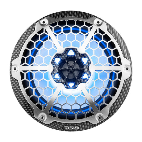 DS18 HYDRO 8 2Way Marine Speakers wRGB LED Lights  125W RMS 4Ohm  Black Carbon Fiber
