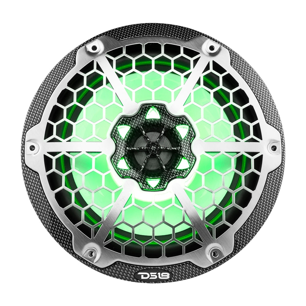 DS18 HYDRO 8 2Way Marine Speakers wRGB LED Lights  125W RMS 4Ohm  Black Carbon Fiber