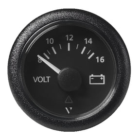 Veratron 52 MM 2116 ViewLine Voltmeter  8 to16V  Black Dial  Bezel