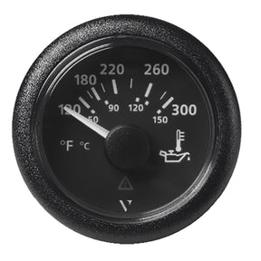 Veratron 52MM 2116 ViewLine Oil Temperature Gauge 120300F  Black Dial  Bezel