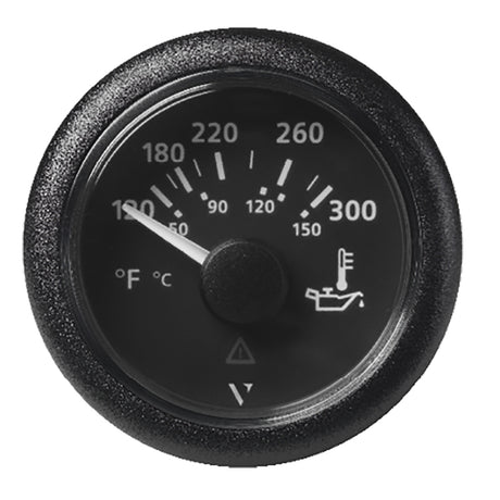Veratron 52MM 2116 ViewLine Oil Temperature Gauge 120300F  Black Dial  Bezel