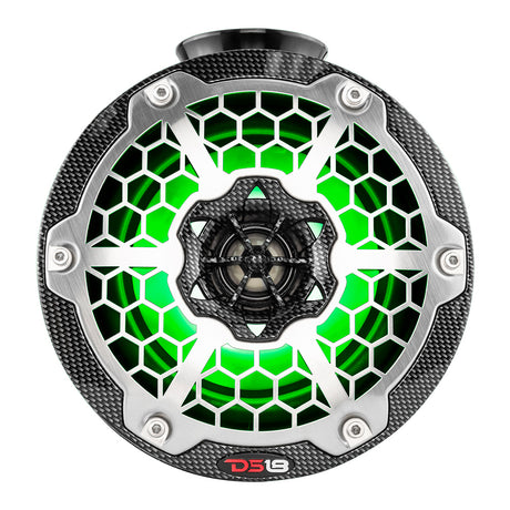 DS18 HYDRO 65 Compact Wakeboard Pod Tower Speaker wRGB LED Lights  375W  Black Carbon Fiber