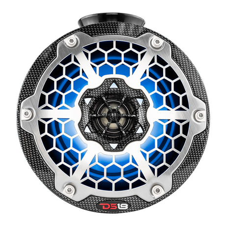 DS18 HYDRO 65 Compact Wakeboard Pod Tower Speaker wRGB LED Lights  375W  Black Carbon Fiber