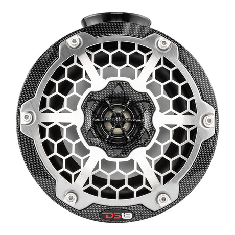 DS18 HYDRO 65 Compact Wakeboard Pod Tower Speaker wRGB LED Lights  375W  Black Carbon Fiber