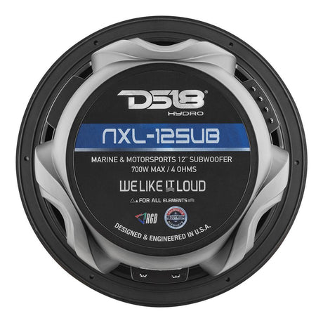 DS18 HYDRO 12 Subwoofer wRGB Lights  700W  Matte Black