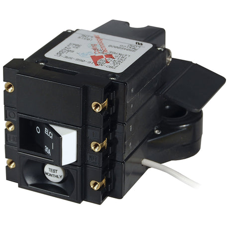 Blue Sea ASeries ELCI Main Circuit Breaker  Double Pole 120V AC 30A  Flat Rocker