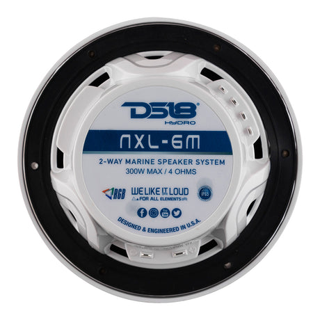 DS18 New Edition HYDRO 65 2Way Marine Speakers wRGB LED Lighting 300W  White