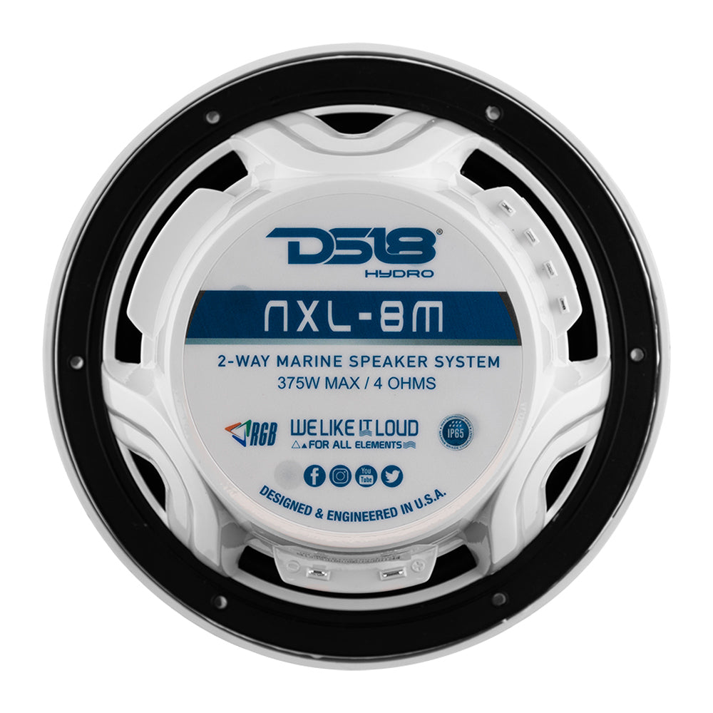 DS18 New Edition HYDRO 8 2Way Marine Speakers wRGB LED Lighting 375W  White