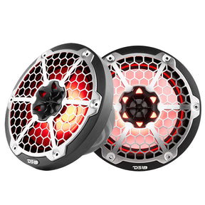 DS18 New Edition HYDRO 8 2Way Marine Speakers wRGB LED Lighting 375W  Black