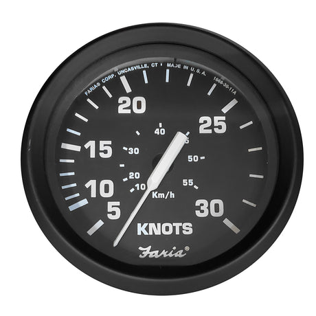 Faria Euro Black 4 Speedometer  30 Knot Pitot