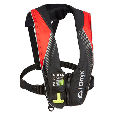 Onyx AM24 Series All Clear AutomaticManual Inflatable Life Jacket  BlackRed  Adult
