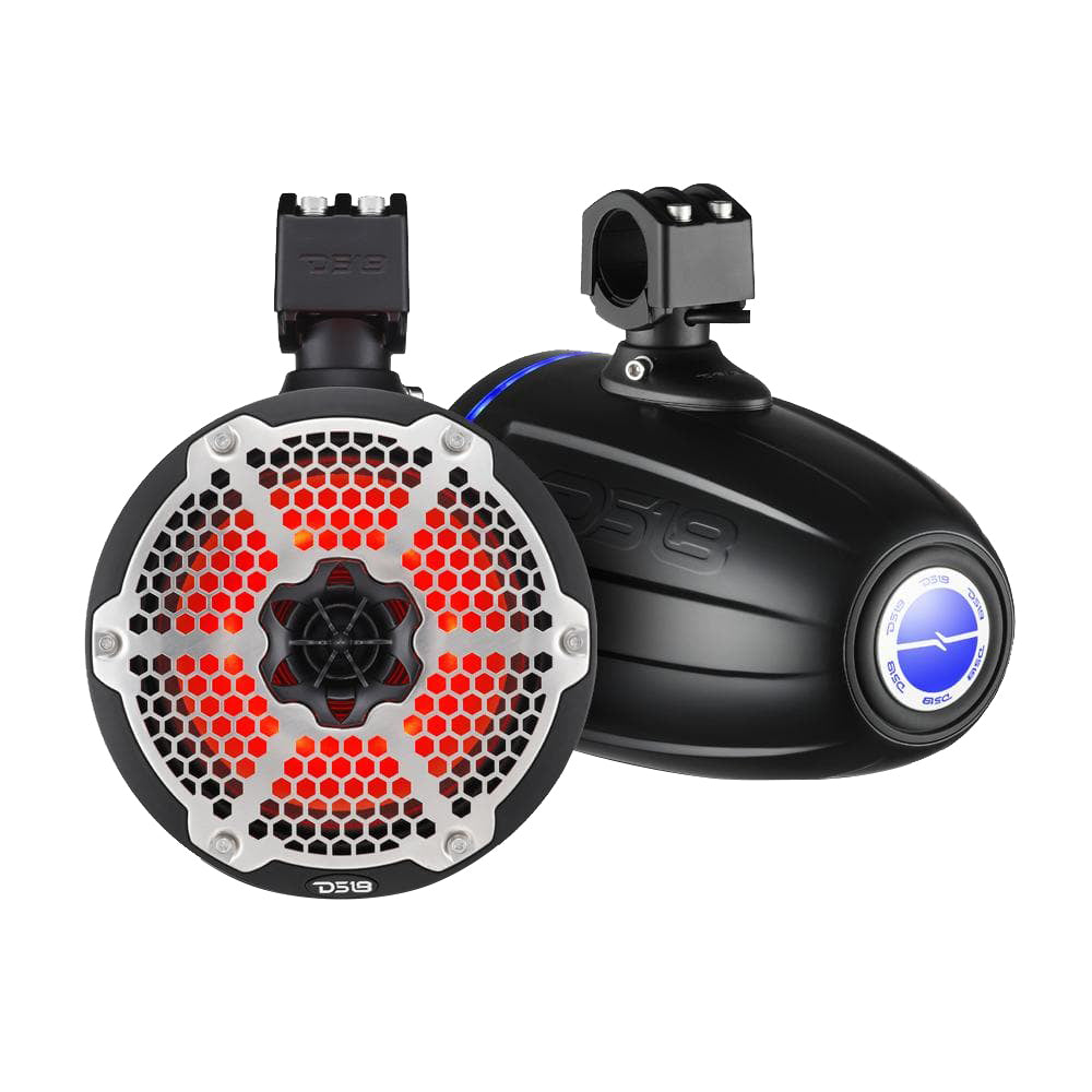 DS18 Hydro 65 Neodymium Wakeboard Speakers w1 Driver and RGB LED Lights  450W  Black