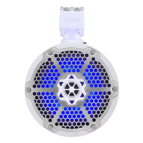 DS18 Hydro 65 Neodymium Wakeboard Speakers with 1 Driver and RGB LED Lights  450W  White