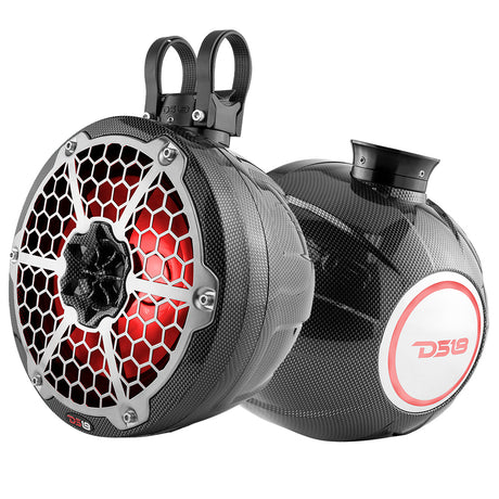 DS18 HYDRO 8 Compact Wakeboard Pod Tower wRGB Light  375W  Black Carbon Fiber