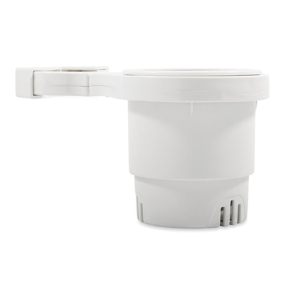 Camco ClampOn Rail Mounted Cup Holder  Small for Up to 114 Rail  White