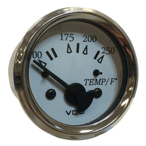 VDO Cockpit Marine 52MM 2116 Water Temp Gauge  0250F  White DialChrome Bezel
