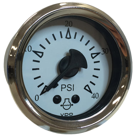 VDO Cockpit Marine 52MM 2116 Mechanical Water Pressure Gauge  White DialChrome Bezel